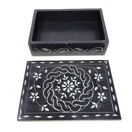 4" x 6" Floral Carved Soapstone Box