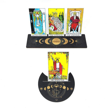10" Wooden Tarot Card Holder with Moon Phase Design (2 Piece Set) - Magick Magick.com