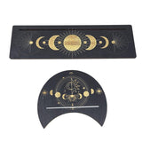 10" Wooden Tarot Card Holder with Moon Phase Design (2 Piece Set) - Magick Magick.com