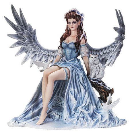 10.25" Fairy Statue - Winter Angel with Cat - Magick Magick.com