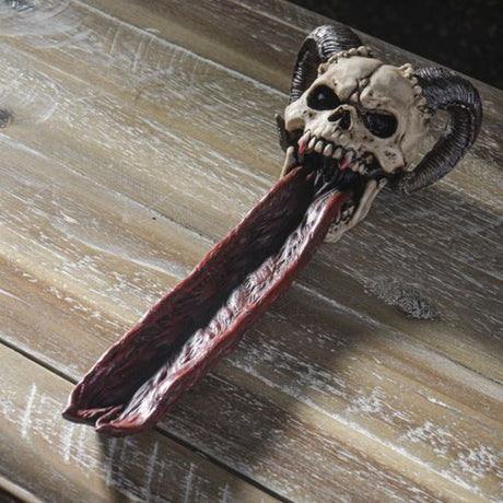 10.5" Horned Ram Skull Stick Incense Burner - Magick Magick.com