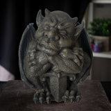 10.5" Resting Gargoyle with Sword Statue - Magick Magick.com