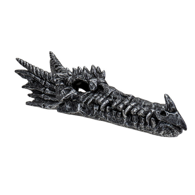 10.8" Dragon Skull Silver Stick Incense Holder - Magick Magick.com