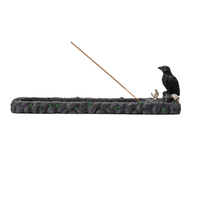 10.8" Raven with Skeleton Hand Stick Incense Burner - Magick Magick.com