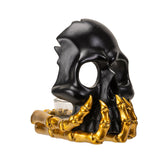 11" Black and Gold Skull Candle Holder - Magick Magick.com