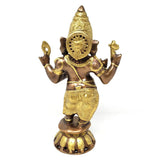 11" Ganesh Silver & Copper Highlights Solid Brass Statue - Magick Magick.com