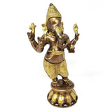 11" Ganesh Silver & Copper Highlights Solid Brass Statue - Magick Magick.com