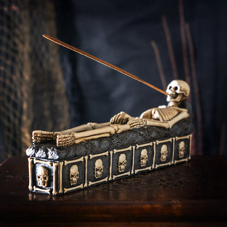 11.25" Skeleton Stick Incense Burner Box - Magick Magick.com