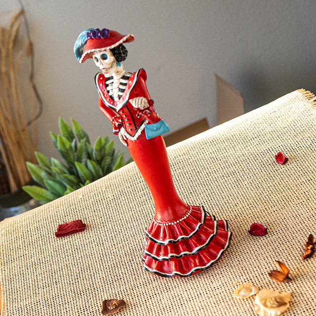 11.4" Day of the Dead Red Catrina Statue - Magick Magick.com