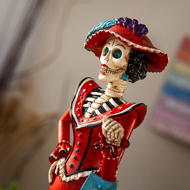 11.4" Day of the Dead Red Catrina Statue - Magick Magick.com