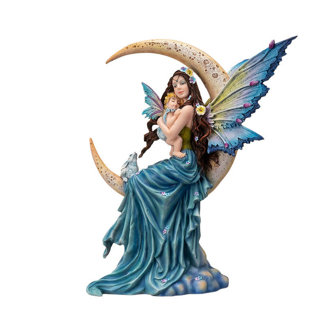 11.4" Moon Fairy Holding Daughter Statue - Magick Magick.com