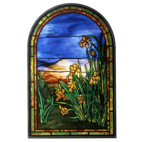 11.5" x 7.75" Tiffany Daffodils Stained Glass Panel - Magick Magick.com