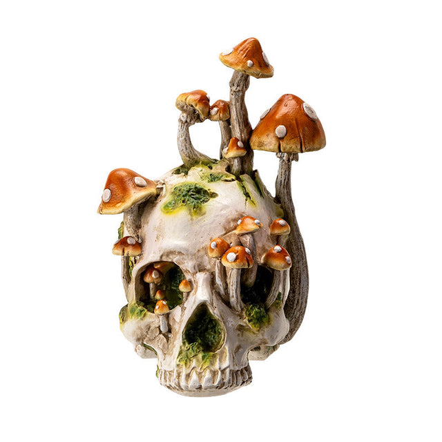 11.8" Skull with Mushrooms Statue - Magick Magick.com