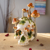 11.8" Skull with Mushrooms Statue - Magick Magick.com