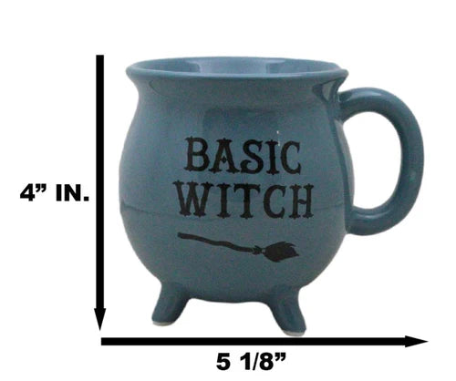 4" Ceramic Cauldron Mug - Basic Witch Blue