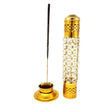 12" Acrylic Crystal Carved Brass Tower Incense Burner - Magick Magick.com