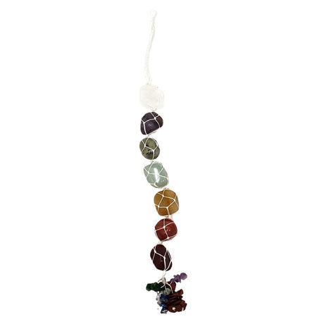 12" Chakra Tumble Stone with Chips Hanging Decor - Magick Magick.com