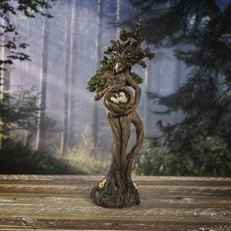 12" Ent Tree Lady Holding Birds Polyresin Statue - Magick Magick.com