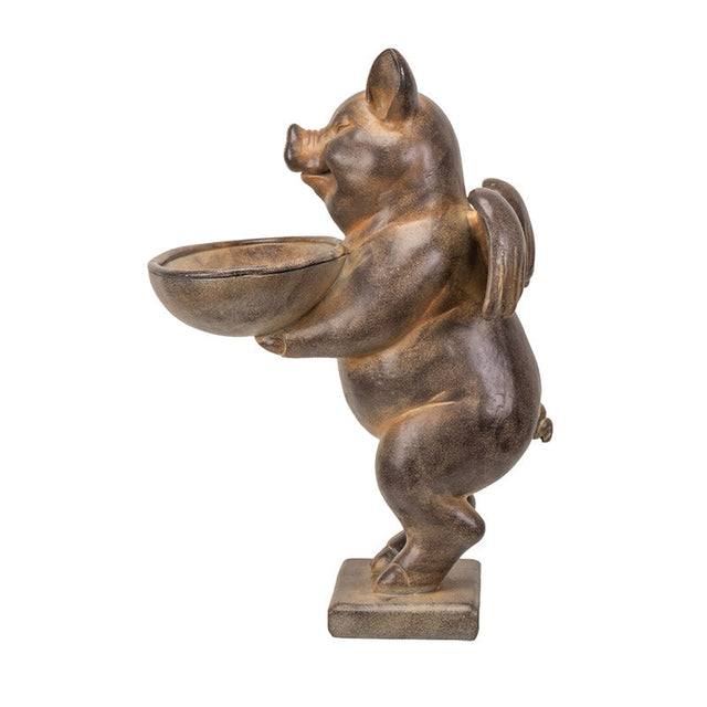 12" Flying Pig Bird Feeder Plate Garden Statue - Magick Magick.com