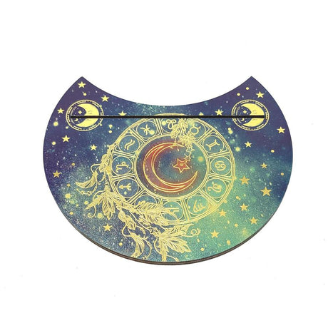 12" Wooden Crescent Tarot Card Holder Moon Zodiac - Magick Magick.com