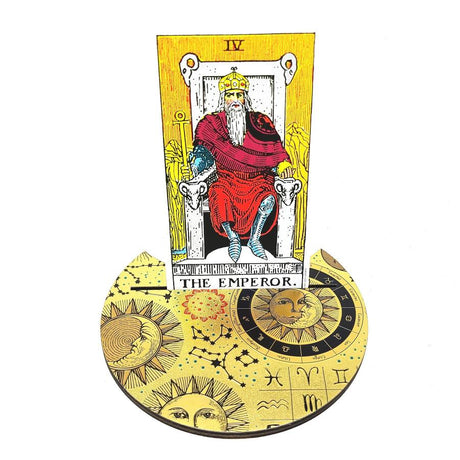 12" Wooden Crescent Tarot Card Holder Sun & Moon - Magick Magick.com