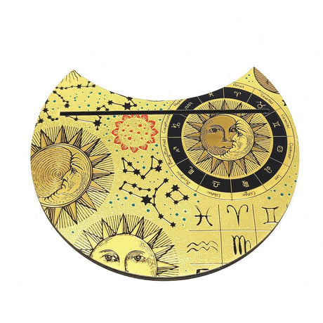 12" Wooden Crescent Tarot Card Holder Sun & Moon - Magick Magick.com