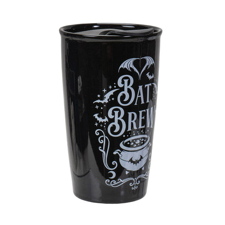 12 oz Black Ceramic Travel Mug - Bat Brew - Magick Magick.com