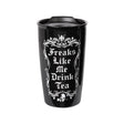 12 oz Black Ceramic Travel Mug - Freaks Like Me Drink Tea - Magick Magick.com