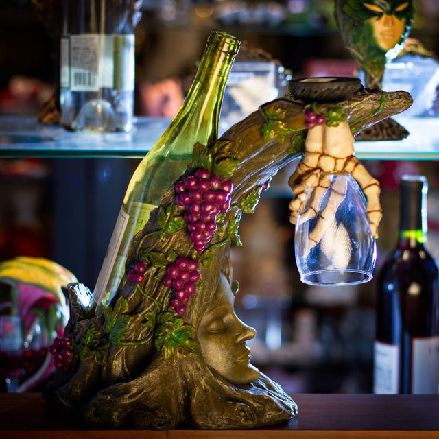 12.5" Bacchus Wine Bottle and Glass Holder - Magick Magick.com