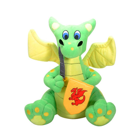 12.5" Medieval Shield Dragon Green Yellow Plush - Magick Magick.com