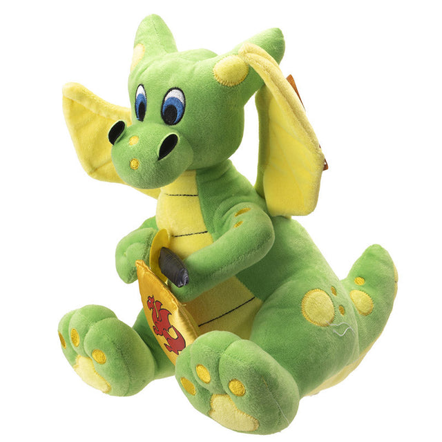 12.5" Medieval Shield Dragon Green Yellow Plush - Magick Magick.com