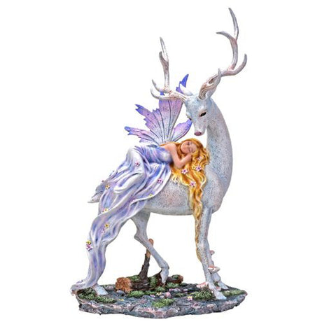 13" Fairy Statue - Sleeping Fairy on Deer - Magick Magick.com