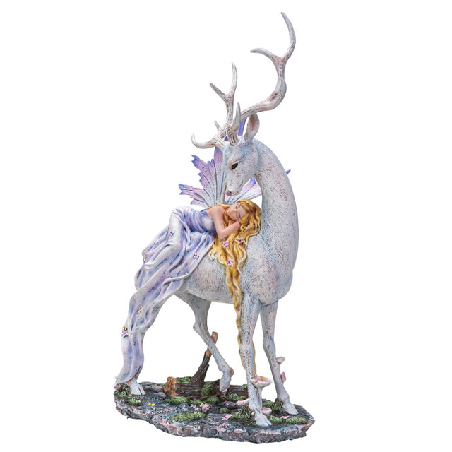 13" Fairy Statue - Sleeping Fairy on Deer - Magick Magick.com