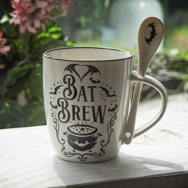 13 oz Ceramic Mug and Spoon Set - Bat Brew - Magick Magick.com