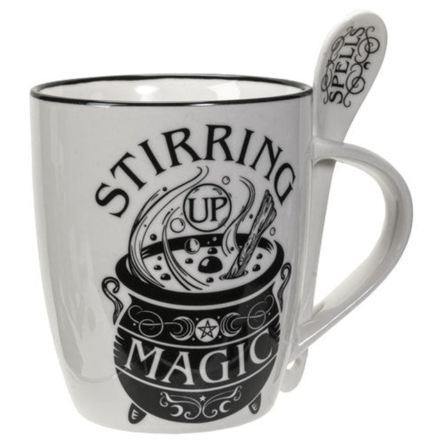 13 oz Ceramic Mug and Spoon Set - Stirring Up Magic - Magick Magick.com