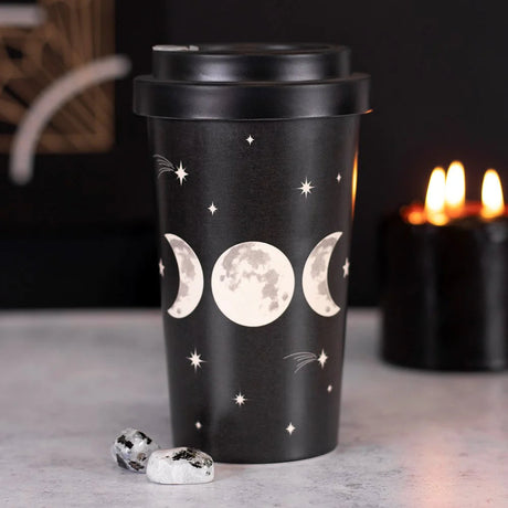 13.5 oz Bamboo Travel Mug with Sleeve - Triple Moon - Magick Magick.com