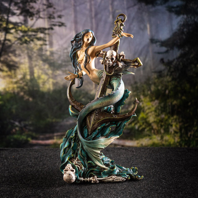 13.9" Death Tide Mermaid with Sword Statue - Magick Magick.com