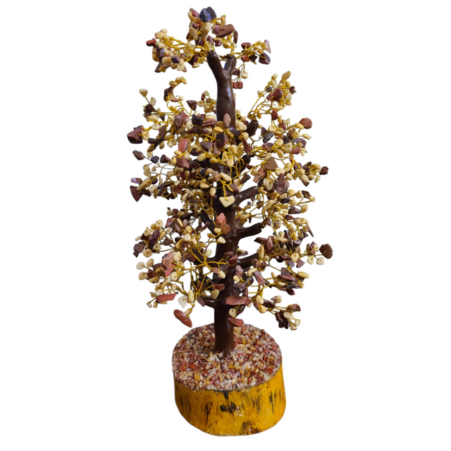 14" 888 Beads Lucky Chinese Red Jasper & Yellow Quartz Gemstone Crystal Tree - Magick Magick.com