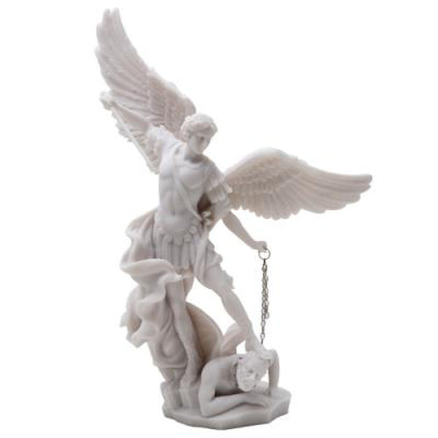 14" Archangel Statue - St. Michael in White - Magick Magick.com