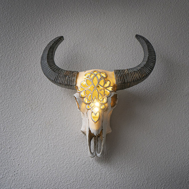 15.9" Cow Skull Wall Hanging (LED Light Up) - Magick Magick.com