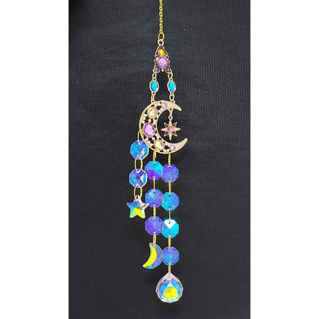 16" Sun Catcher - Jeweled Crescent Moon - Magick Magick.com