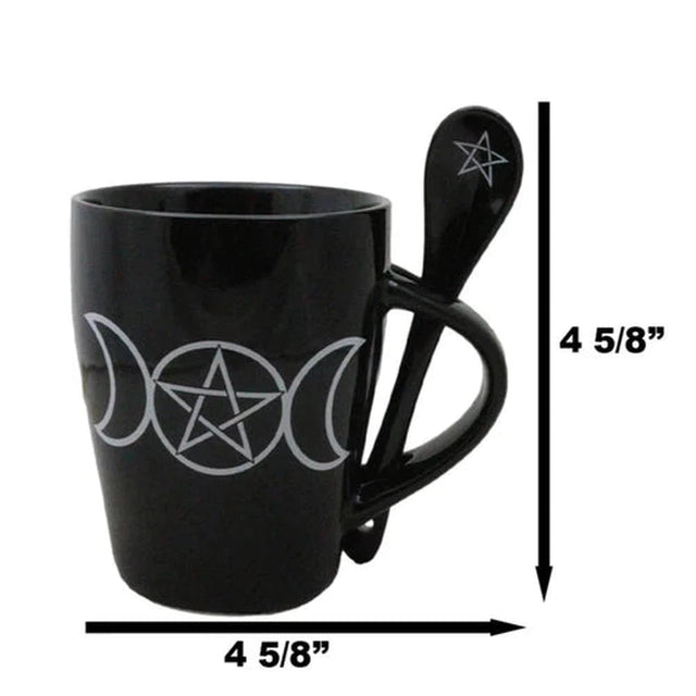 16 oz Ceramic Mug and Spoon Set - Triple Moon - Magick Magick.com