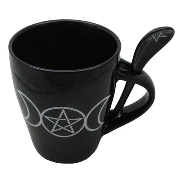 16 oz Ceramic Mug and Spoon Set - Triple Moon - Magick Magick.com