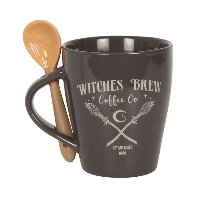 16.9 oz Ceramic Mug with Spoon - Witches Brew Coffee Co. - Magick Magick.com