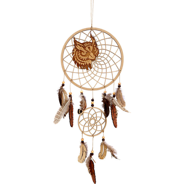 17" Dream Catcher - Wooden Laser Cut - Owl - Magick Magick.com