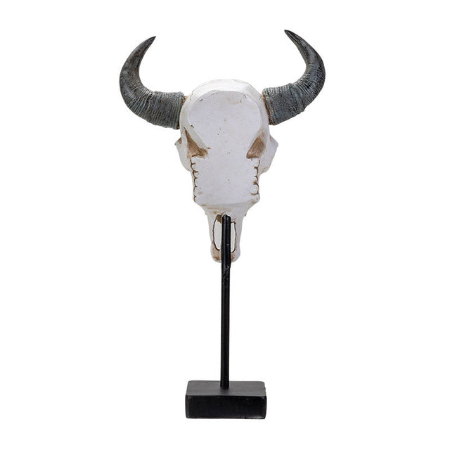 17.3" Carved Animal Skull on Stand Statue - Magick Magick.com