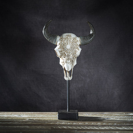 17.3" Carved Animal Skull on Stand Statue - Magick Magick.com