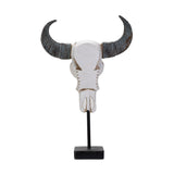 17.3" Carved Cow Skull on Stand Statue - Magick Magick.com