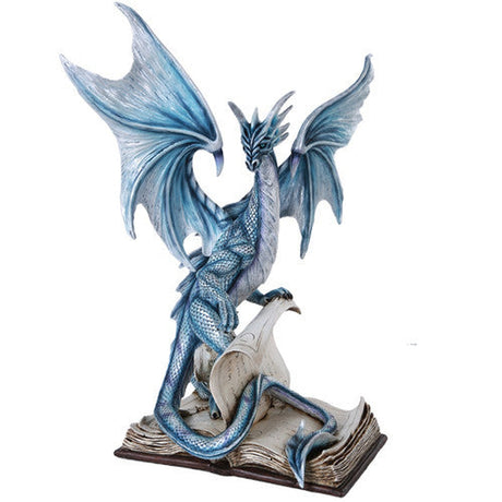 18" Blue Dragon with Spell Book Statue - Magick Magick.com