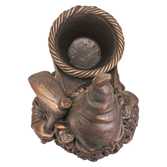 18" Gnome Statue - Bronze Gnome Planter - Magick Magick.com